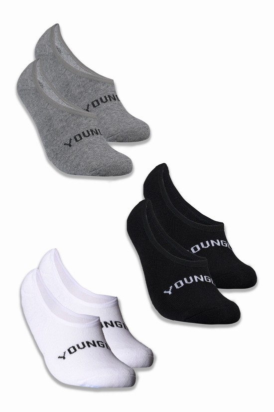 Calcetines Youngla 711 No Show 3-pack Hombre Blancas Negras Gris | JEPAHOY-10