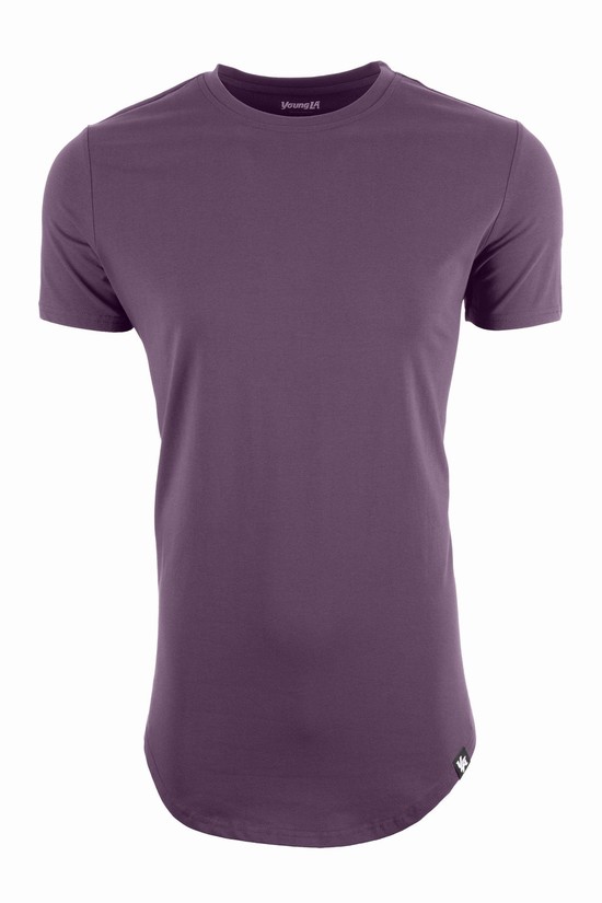 Camisas Youngla 402 Perfect Scallop Bottom Hombre Moradas | OBGMPCZ-35