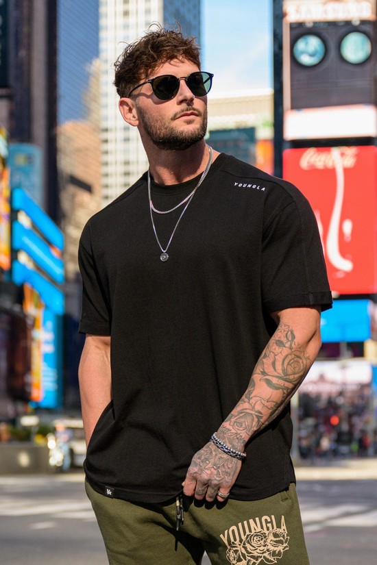 Camisas Youngla 404 Offsetleeves Hombre Negras | LTQCBDY-01