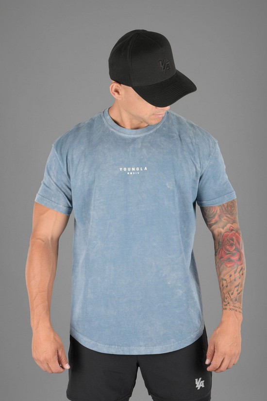 Camisas Youngla 405 Wavy Colección Hombre Azules | HBEGQWM-90
