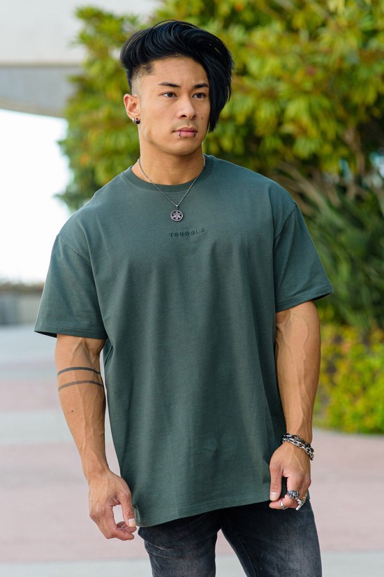Camisas Youngla 407 Excellence Oversized Hombre Gris | KJPAVZD-94