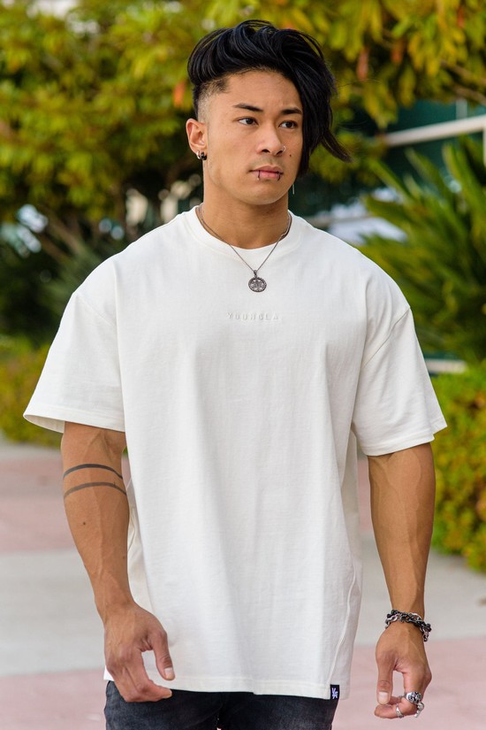 Camisas Youngla 407 Excellence Oversized Hombre Blancas | LFSYPMX-82