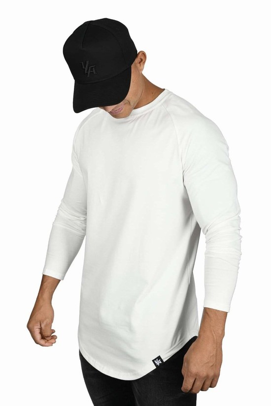 Camisas Youngla 410 Perfect Raglan Long Sleeve Hombre Blancas | AFIJBUH-59