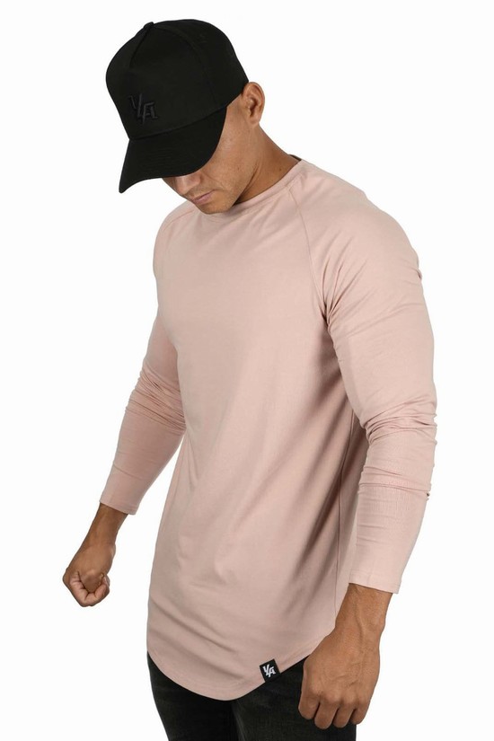 Camisas Youngla 410 Perfect Raglan Long Sleeve Hombre Coral | CAHNJBT-60