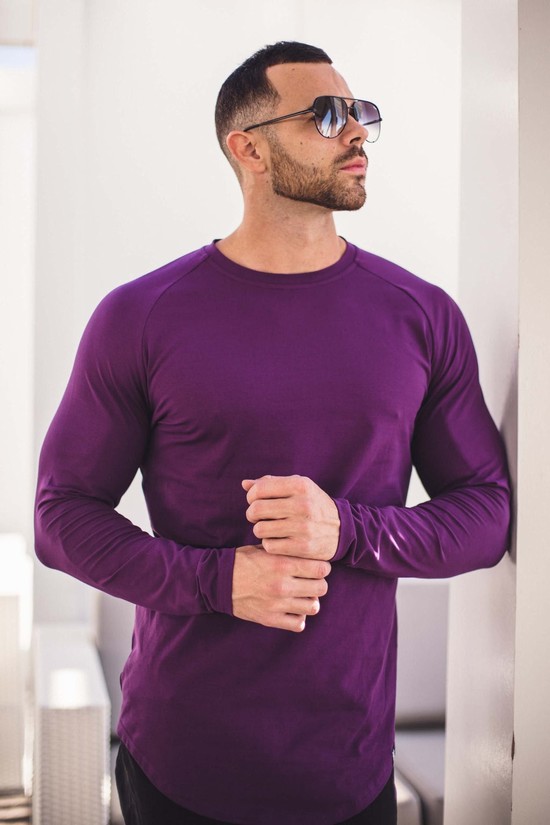 Camisas Youngla 410 Perfect Raglan Long Sleeve Hombre Moradas | MKXFOPB-07