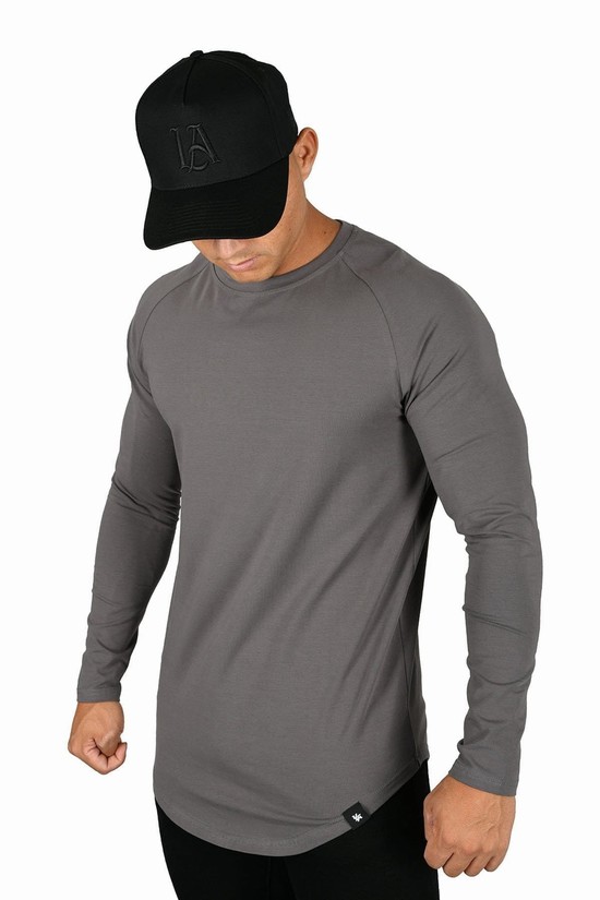 Camisas Youngla 410 Perfect Raglan Long Sleeve Hombre Gris | OJDPCZS-59