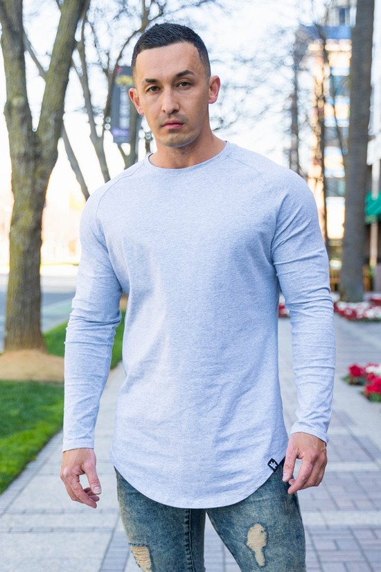 Camisas Youngla 410 Perfect Raglan Long Sleeve Hombre Gris | PCVDXTG-26