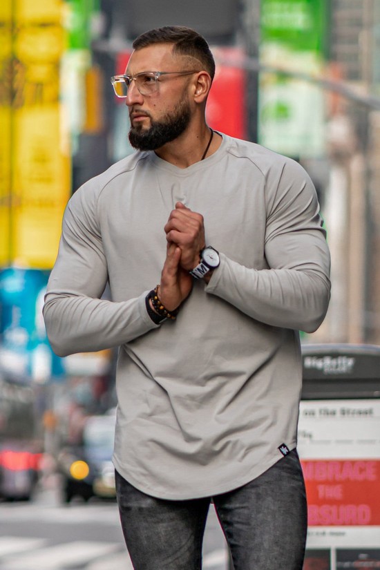 Camisas Youngla 410 Perfect Raglan Long Sleeve Hombre Gris | RCPTFWL-53