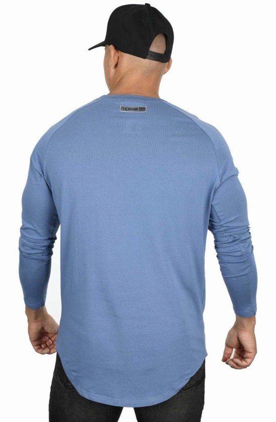 Camisas Youngla 410 Perfect Raglan Long Sleeve Hombre Azules | VDPRTEM-73