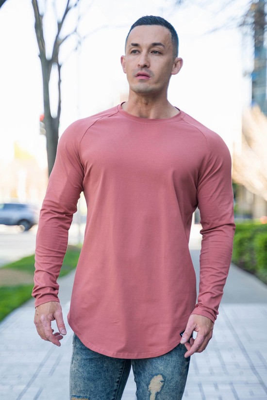 Camisas Youngla 410 Perfect Raglan Long Sleeve Hombre Rosas | VDZLWAT-59