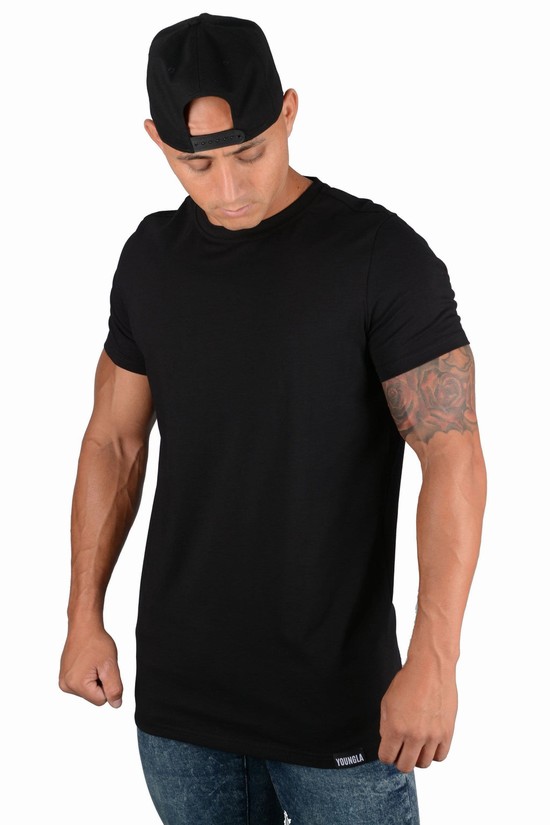 Camisas Youngla 411 Perfect Directo Bottom Hombre Negras | KFIGHMT-54