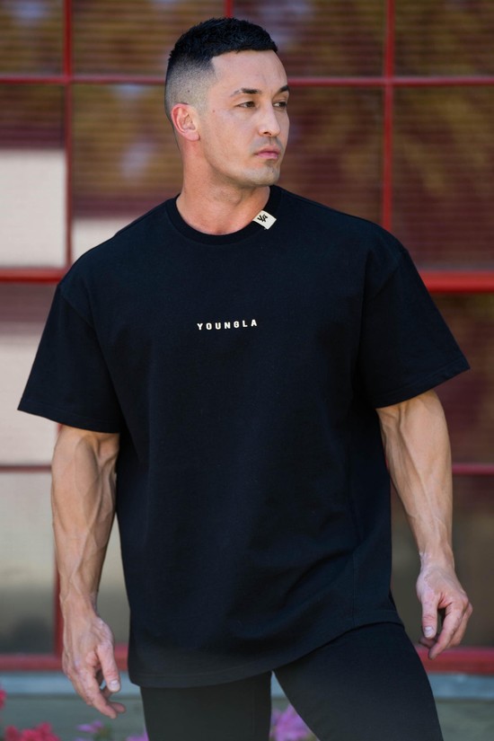 Camisas Youngla 413 Oversized Bloc Hombre Negras | HSIWBJX-64