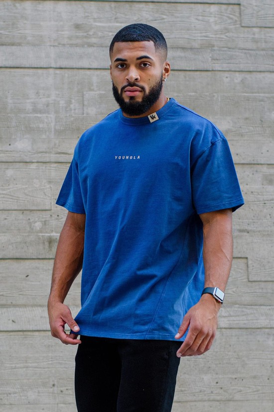 Camisas Youngla 413 Oversized Bloc Hombre Azules | TGEJRYP-72