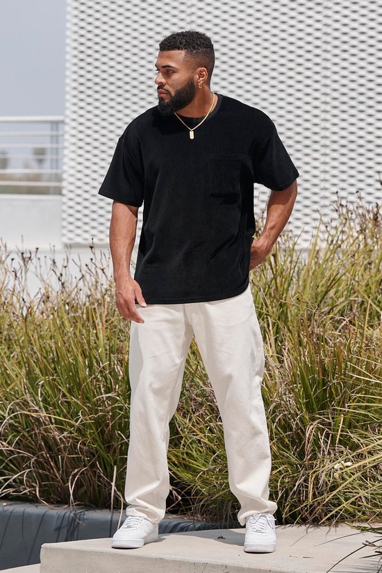Camisas Youngla 419 Cord Colección Hombre Negras | YPDWEGJ-48
