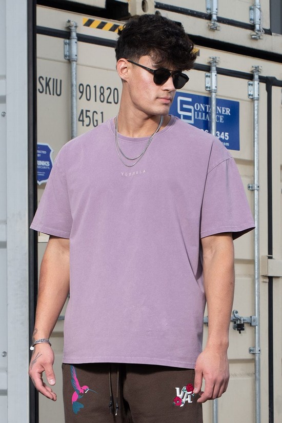 Camisas Youngla 420 Essential Oversized Hombre Moradas | ASDMYPR-01