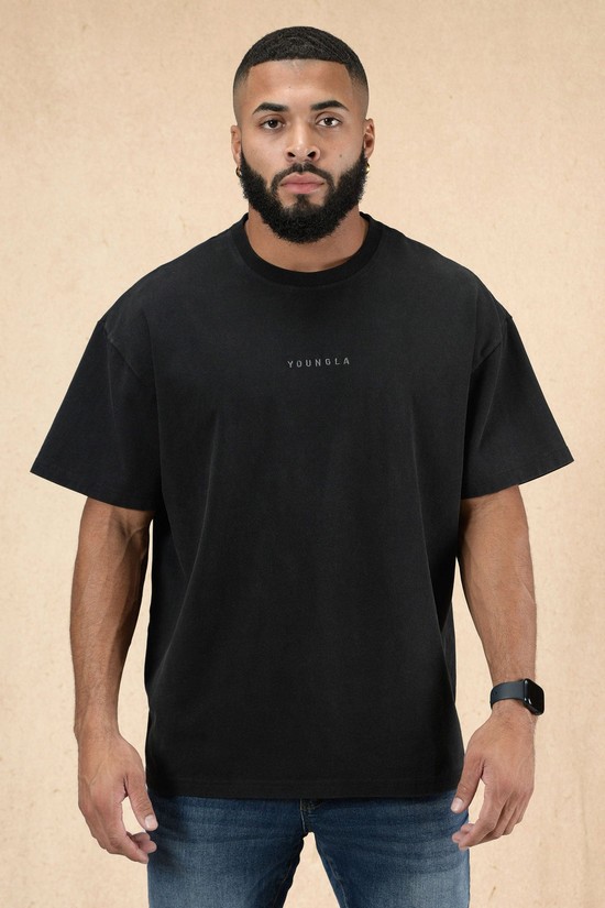 Camisas Youngla 420 Essential Oversized Hombre Negras | OJAISKY-62
