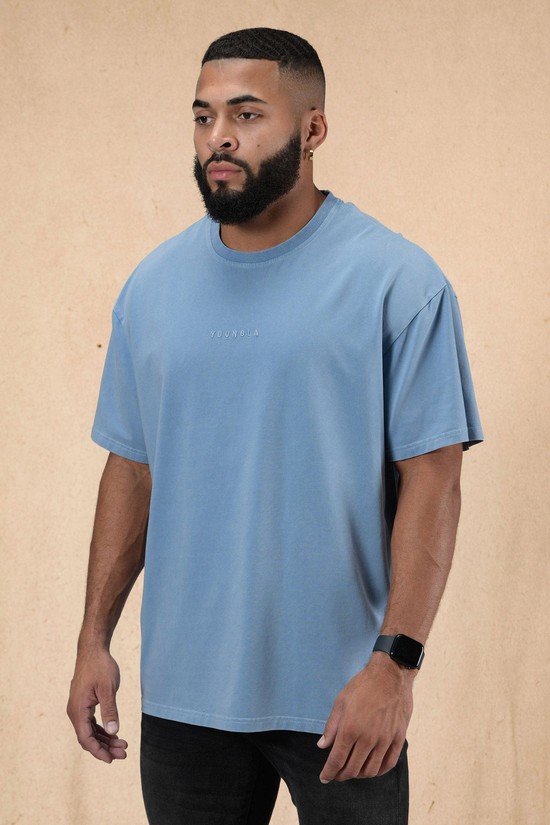 Camisas Youngla 420 Essential Oversized Hombre Azules | TVXJZQA-03
