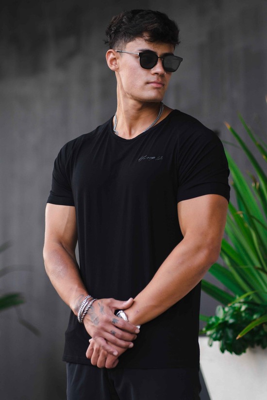 Camisas Youngla 422 Fitted Delt Hombre Negras | USPZMCH-07
