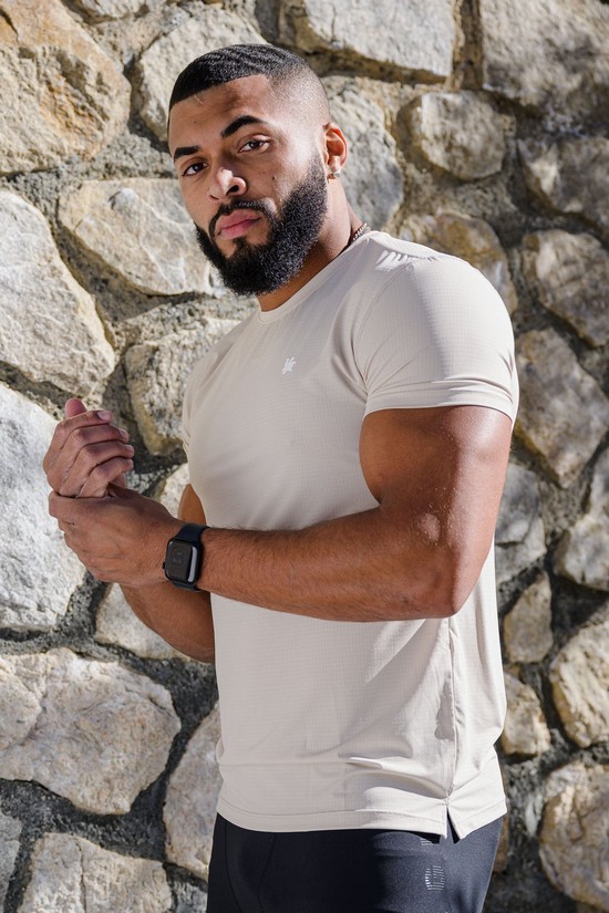 Camisas Youngla 423 Zephyr Compression Sleeve Hombre Beige | DBKWFZA-61