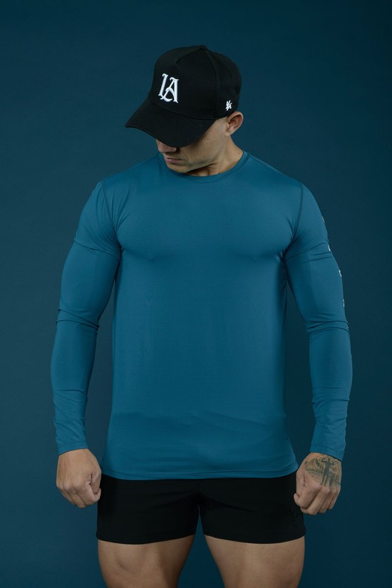 Camisas Youngla 424 Zephyr Compression Long Sleeves Hombre Azules | OIECRDY-82