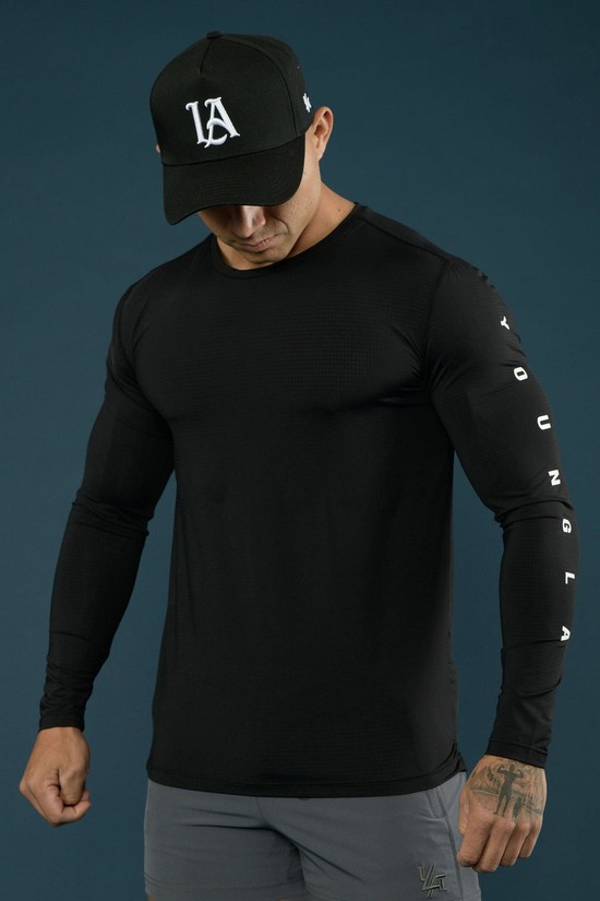 Camisas Youngla 424 Zephyr Compression Long Sleeves Hombre Negras | WFBEPHA-41