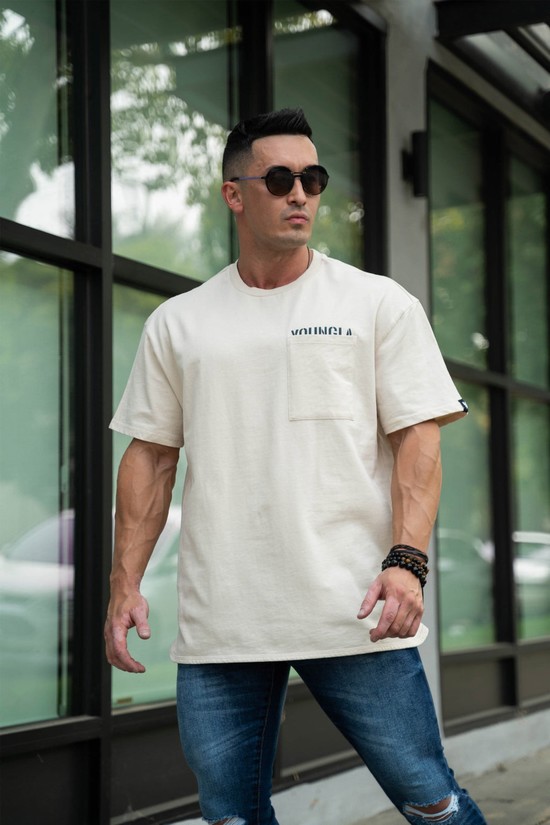 Camisas Youngla 426 Reflective Oversized Los Angeles Hombre Blancas | JALDUYG-96