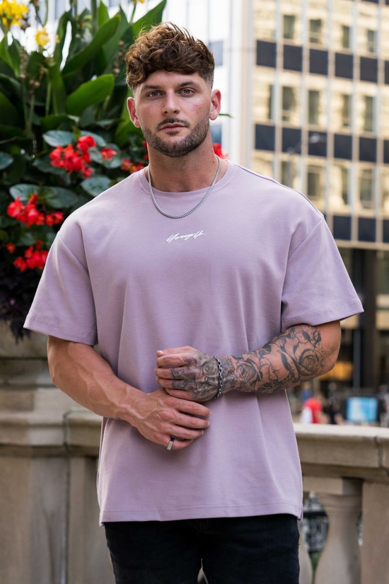 Camisas Youngla 430 Oversized Cloud Foam Hombre Moradas | CEGOBJT-67