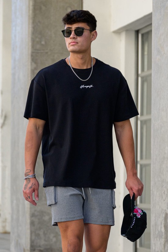 Camisas Youngla 430 Oversized Cloud Foam Hombre Negras | TAZWCQV-63