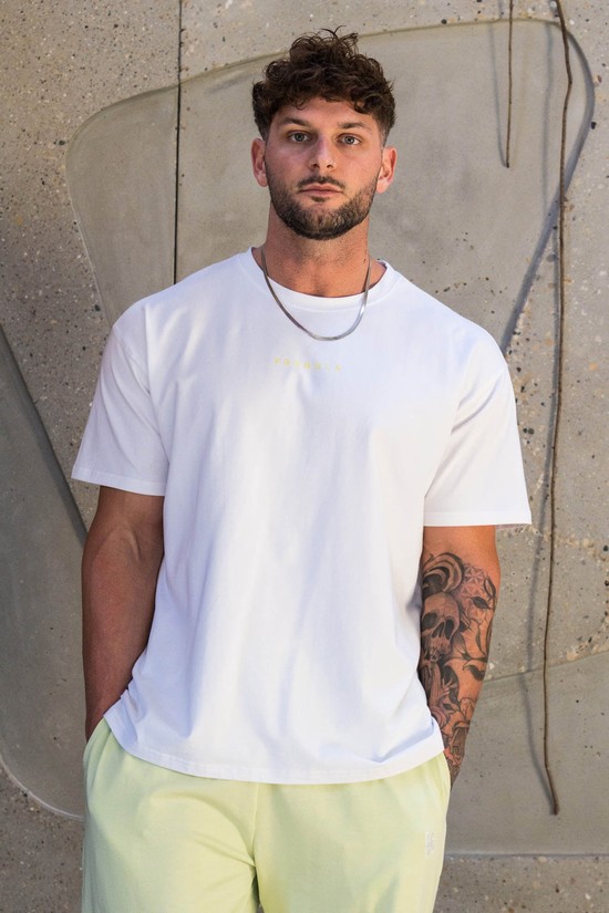 Camisas Youngla 434 Pastel Logo Hombre Blancas | RSLBXMI-65