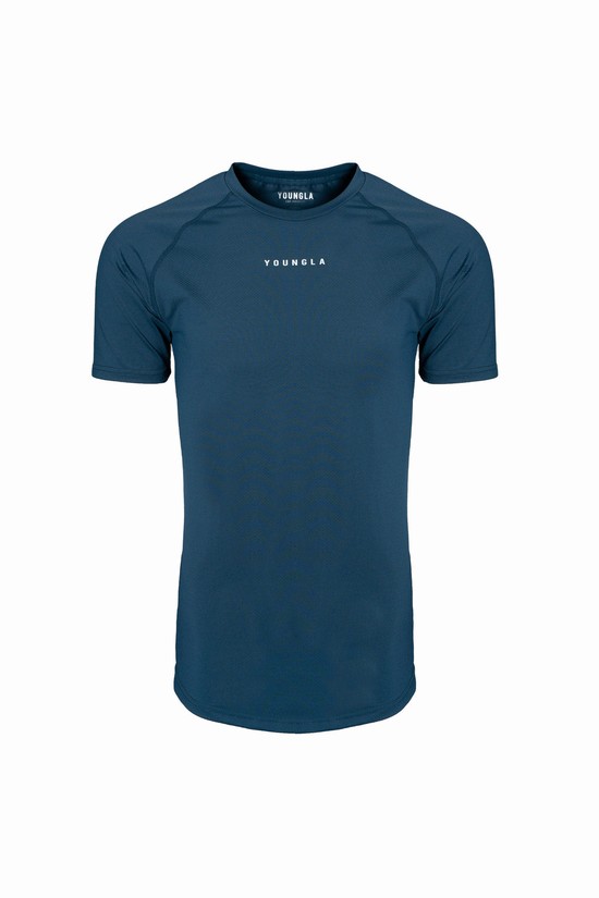 Camisas Youngla 440 Performance Line Sleeve Hombre Azules | RZAKIOH-38