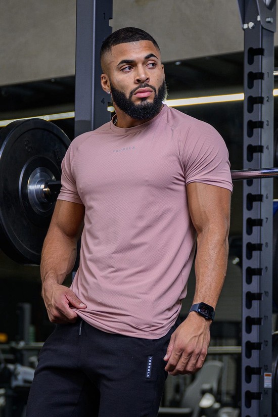Camisas Youngla 440 Performance Line Sleeve Hombre Rosas | VXGCITA-30