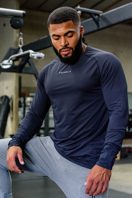 Camisas Youngla 441 Performance Line Longsleeve Hombre Azul Marino | CXZIOGY-40
