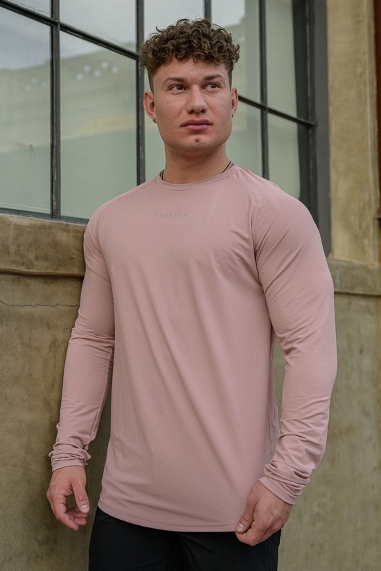 Camisas Youngla 441 Performance Line Longsleeve Hombre Rosas | KVUJEXF-91