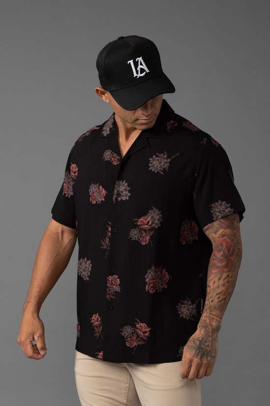 Camisas Youngla 445 Cabo Vibez Printed Hombre Negras | BVQWRTC-10