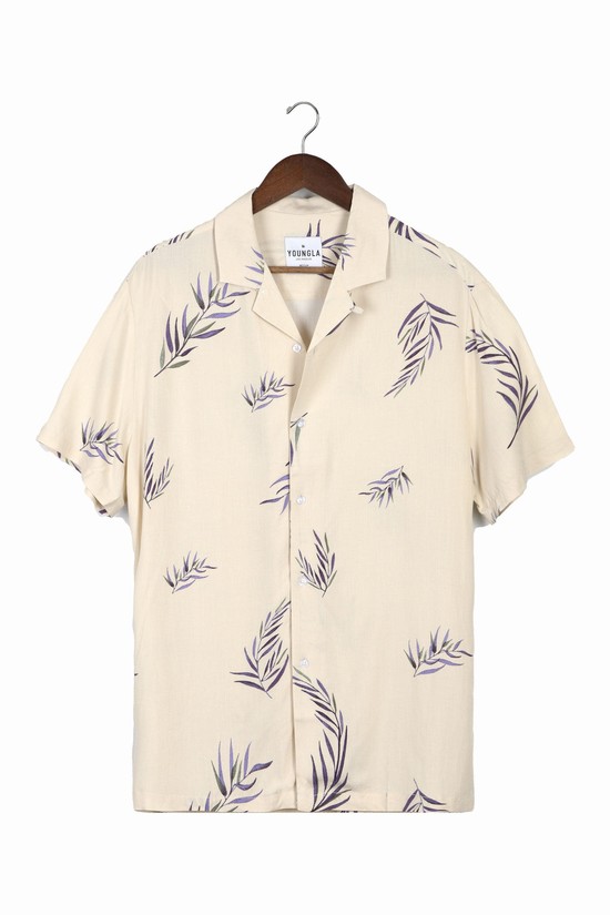 Camisas Youngla 445 Cabo Vibez Printed Hombre Beige | OXZIPVK-69