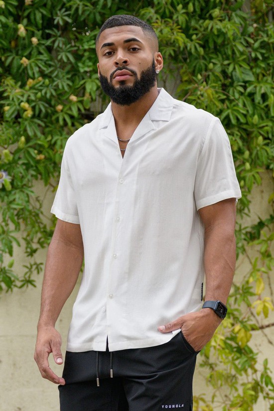 Camisas Youngla 445 Cabo Vibez Solid Colors Hombre Blancas | CWTORIS-67