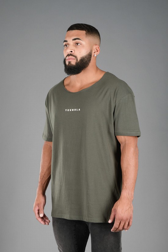 Camisas Youngla 447 Anchos Neck Raw Cut Hombre Gris | FRVUSBP-36