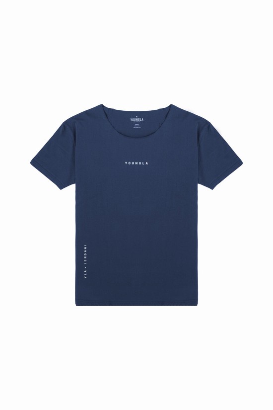Camisas Youngla 447 Anchos Neck Raw Cut Hombre Azules | VQPSMXN-83