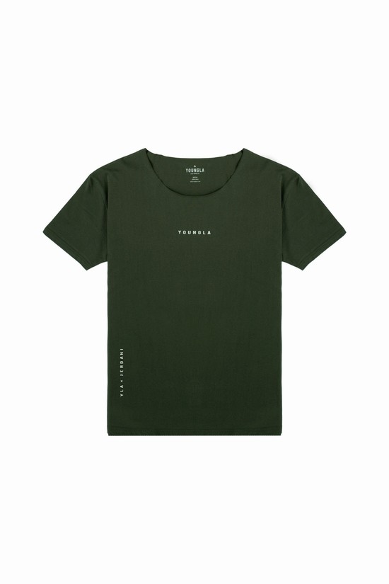 Camisas Youngla 447 Anchos Neck Raw Cut Hombre Verde | ZEXPQKC-73
