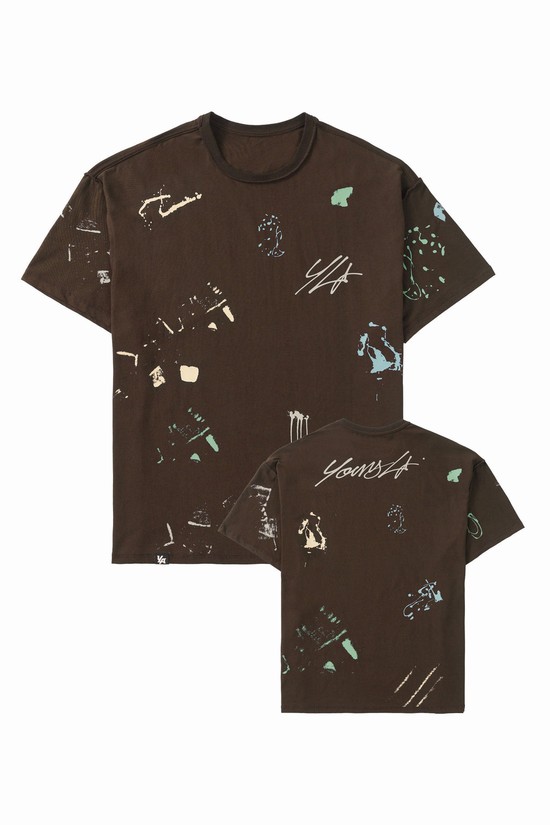 Camisas Youngla 458 Duo Splatter Hombre Marrones | QZMTYRF-91