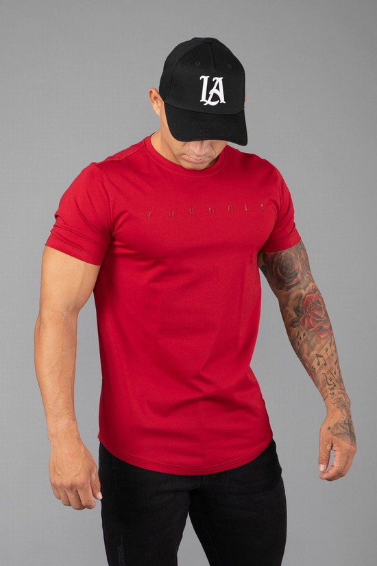 Camisas Youngla 459 Monochrome Fitted Hombre Rojas | GRLHIYB-47
