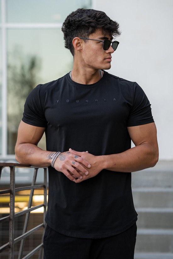 Camisas Youngla 459 Monochrome Fitted Hombre Negras | KPOFUJM-30