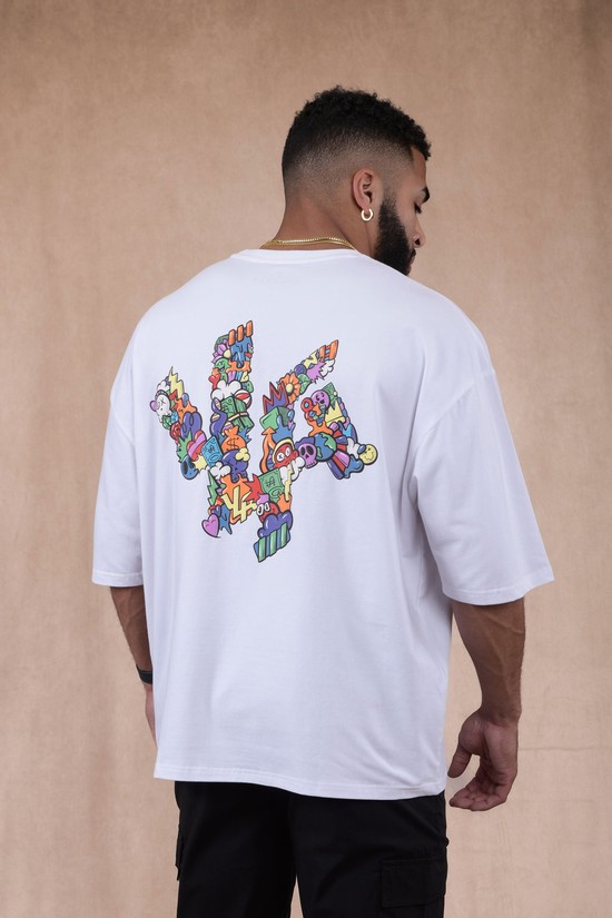 Camisas Youngla 463 Trippy Super Sized Hombre Blancas | XQPJERV-23