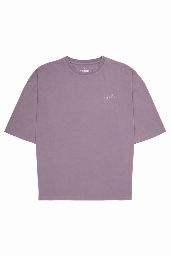 Camisas Youngla 464 Skyline Super Sized Hombre Moradas | JBPFAIK-25