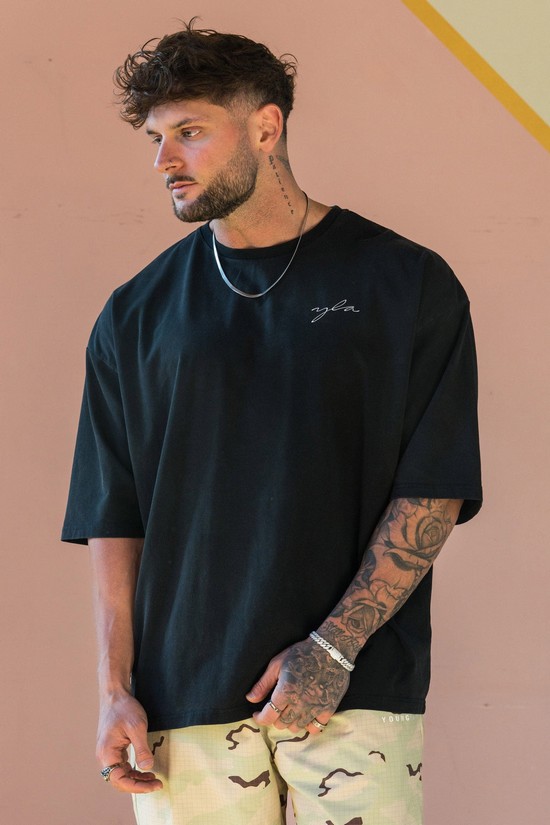 Camisas Youngla 464 Skyline Super Sized Hombre Negras | RIOMHWY-05
