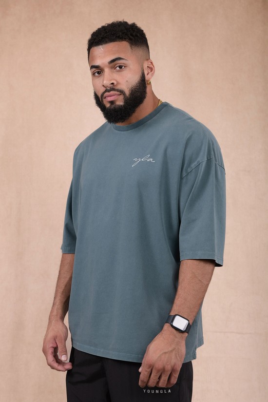 Camisas Youngla 464 Skyline Super Sized Hombre Gris | UIKVCWH-64