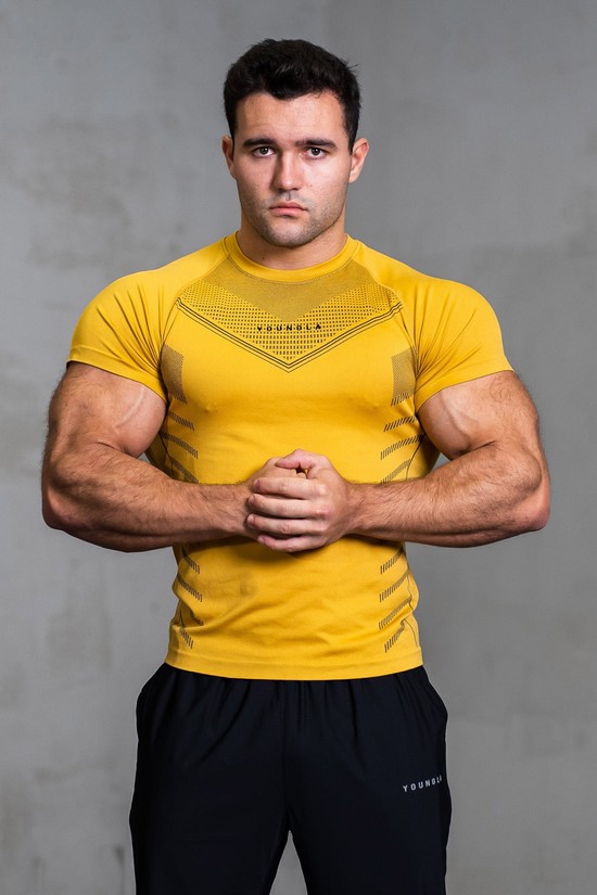 Camisas Youngla 465 Superhero Compression Hombre Amarillo | IDQLFWP-17