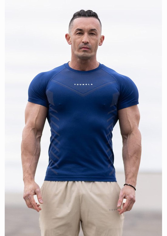 Camisas Youngla 465 Superhero Compression Hombre Azules | WPQKAIS-80