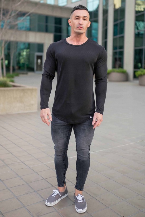 Camisas Youngla 807 Ultraflex Longsleeves Hombre Negras | BQIGVHW-21