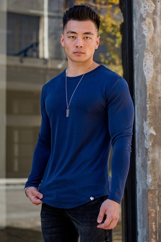Camisas Youngla 807 Ultraflex Longsleeves Hombre Azul Marino | FDPMHCJ-65